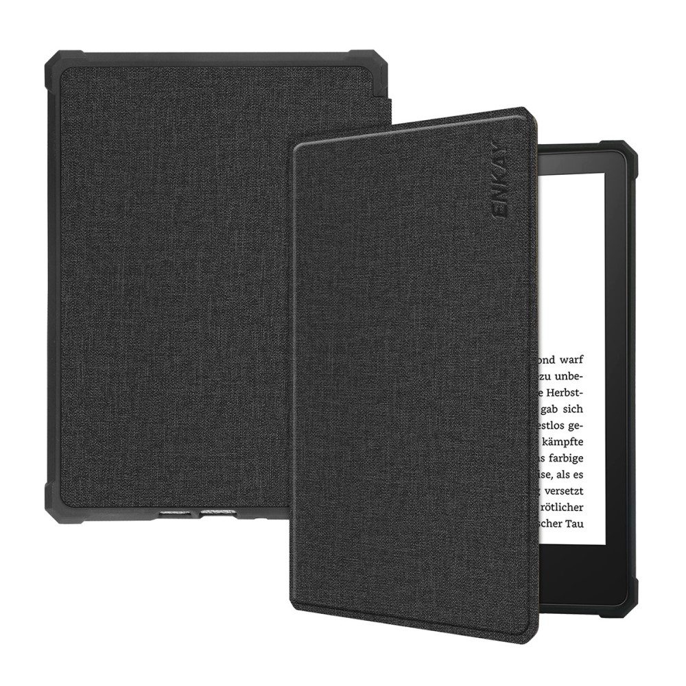 Nyitható tok "Cloth" Amazon Kindle Paperwhite 5 készülékekhez - fekete