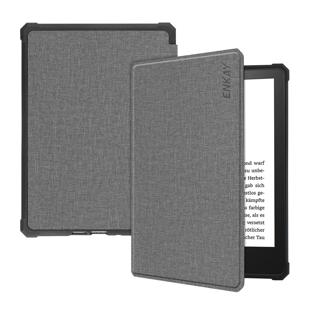 Nyitható tok "Cloth" Amazon Kindle Paperwhite 5 készülékekhez - szürke