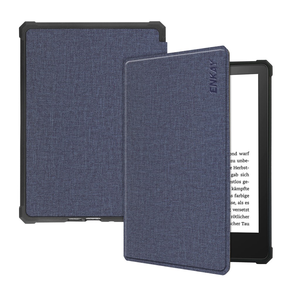 Nyitható tok "Cloth" Amazon Kindle Paperwhite 5 készülékekhez - kék