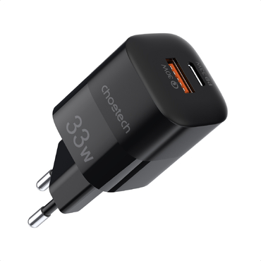 Fali töltő adapter "Choetech Fast" 20W - fali töltő adapter USB és USB-C bemenettel QC3.0 és PD gyorstöltési standarddal - fekete Fali töltő adapter "Choetech Fast" 20W - fali töltő adapter USB és USB-C bemenettel QC3.0 és PD gyorstöltési standarddal - fekete