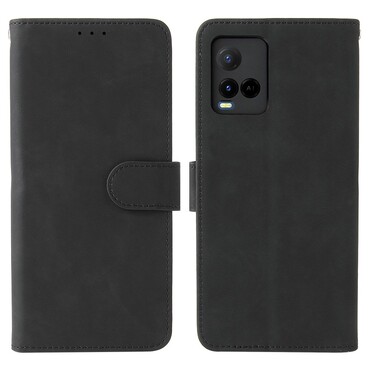 Nyitható tok "Litchi Wallet" Vivo Y33s készülékekhez - fekete
