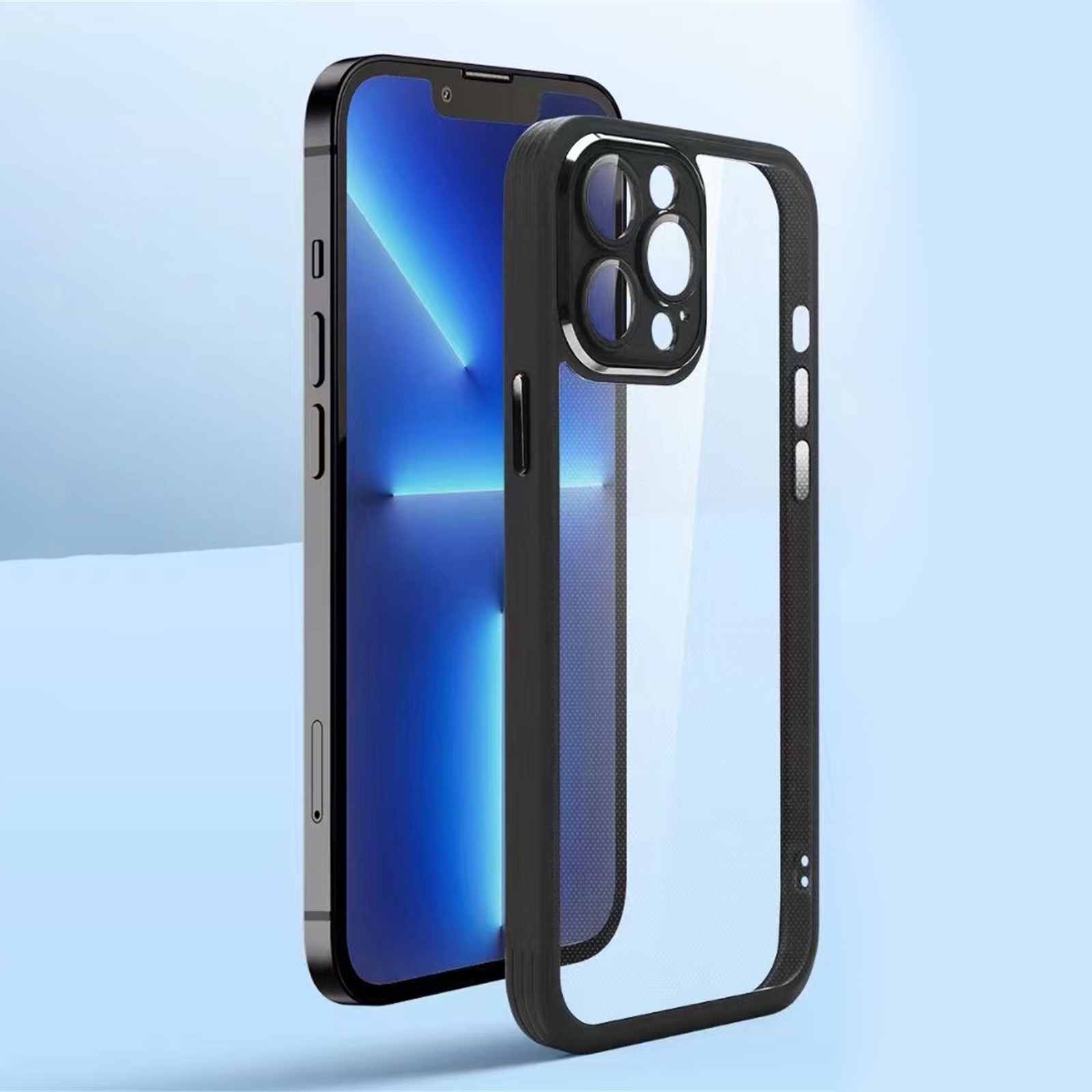 Hibrid tok "All Inclusive" beépített védelem hátsó kamerára iPhone 14 Pro készülékekhez - fekete