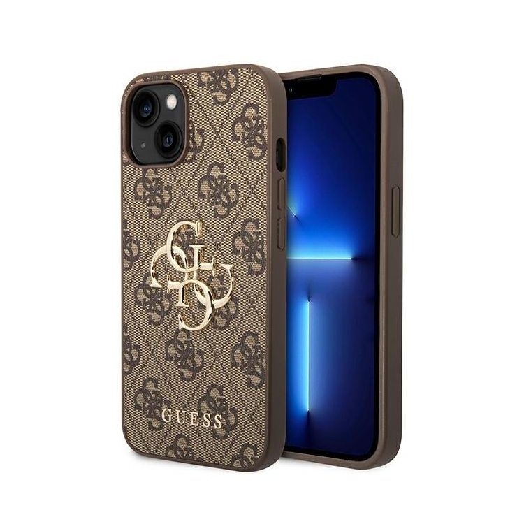 Eredeti kemény TPU tok Guess "4G Big Metal Logo" iPhone 14 Plus készülékekhez - barna