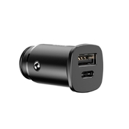 Autós töltő Baseus "Square" 30W - USB-C és USB-A kimenettel és gyorstöltéssel - fekete