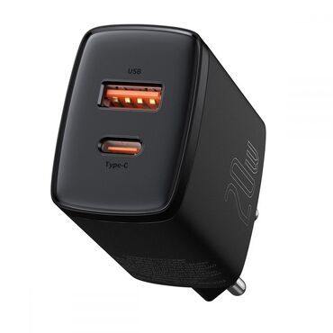 Fali töltő adapter Baseus "Double Port" 20W PD/QC3.0 - USB és USB-C kimenettel - fekete Fali töltő adapter Baseus "Double Port" 20W PD/QC3.0 - USB és USB-C kimenettel - fekete