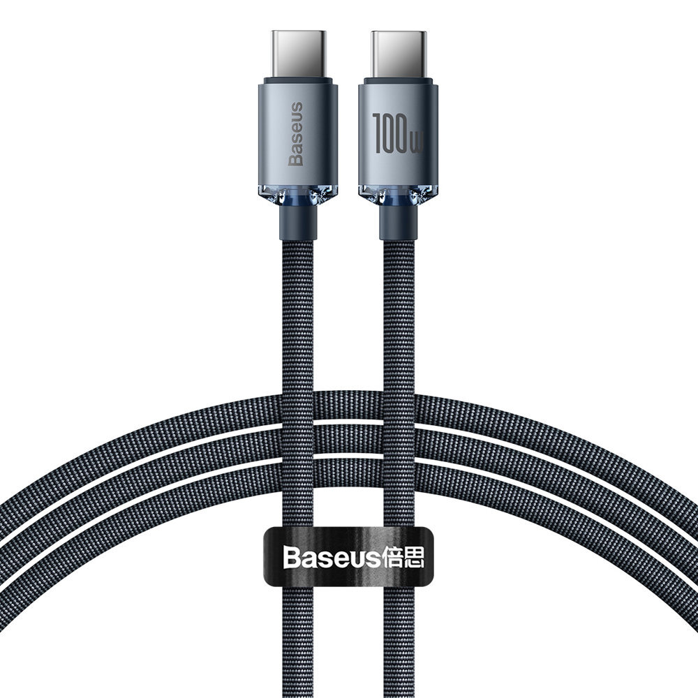 Töltőkábel és adatkábel Baseus "Crystal Shine" 100W - fonott USB-C - USB-C kábel ultra gyors töltésre és adatátvitelre - 1.2 m - fekete