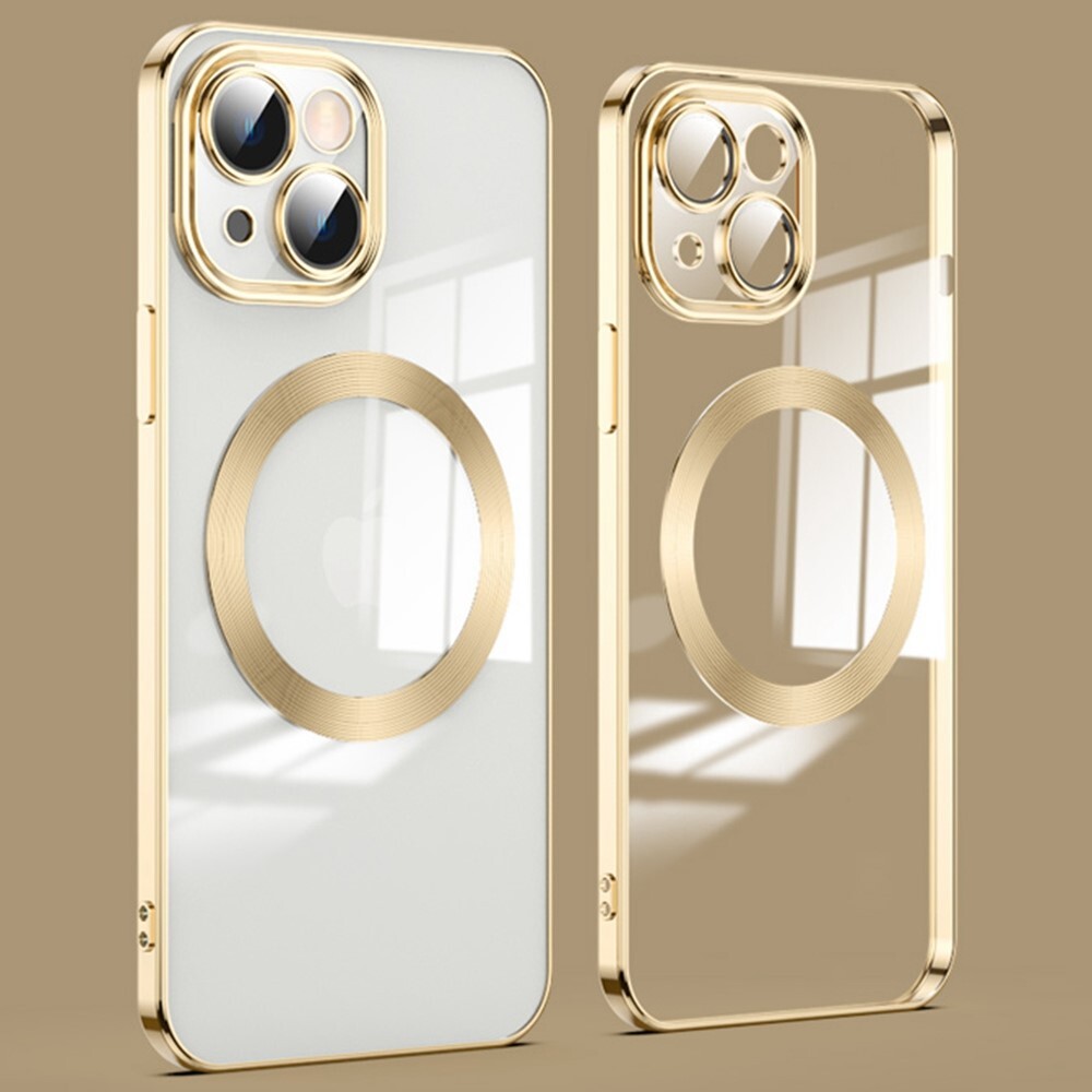 Hibrid tok védelemmel hátsó kamerára "MagProtect" MagSafe mágnessel iPhone 14 készülékekhez - gold