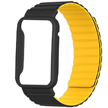 Mágneses óraszíj védőtokkal Xiaomi Mi Band 7 Pro készülékekhez - yellow black