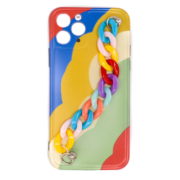 Szilikon tok "Rainbow" karkötővel könnyebb hordozáshoz 12 Pro Max készülékekhez