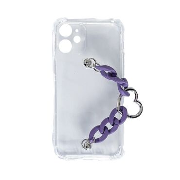 Szilikon tok "Purple Lolly" karkötővel hordozáshoz iPhone 12 készülékekhez