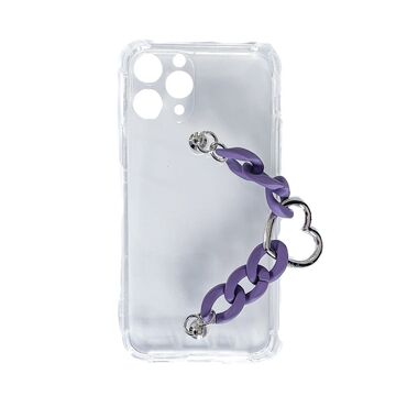 Szilikon tok "Purple Lolly" karkötővel hordozáshoz iPhone 11 Pro Max készülékekhez