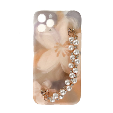 Szilikon tok "Caramel Pearl" karkötővel hordozáshoz iPhone 12 Pro Max készülékekhez