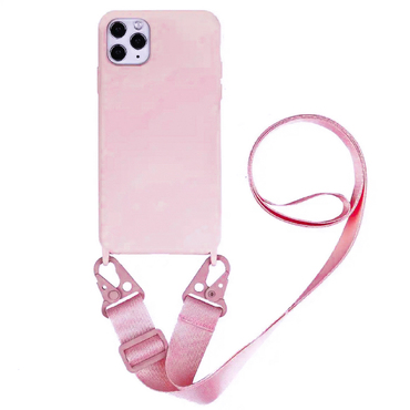 Szilikon tok "Strapy" szalaggal hordozáshoz iPhone 12 Pro Max készülékekhez - beige