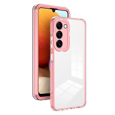 Hibrid tok beépített védelemmel hátsó kamerára "Crystal Bumper" Samsung Galaxy S23 Plus készülékekhez - metallic pink