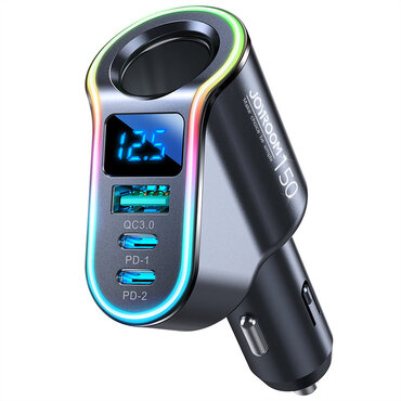 Autós töltő JoyRoom "Vier" 150W USB-A és USB-C kimenettel PD/QC3.0 gyorsöltéssel Autós töltő JoyRoom "Vier" 150W USB-A és USB-C kimenettel PD/QC3.0 gyorsöltéssel