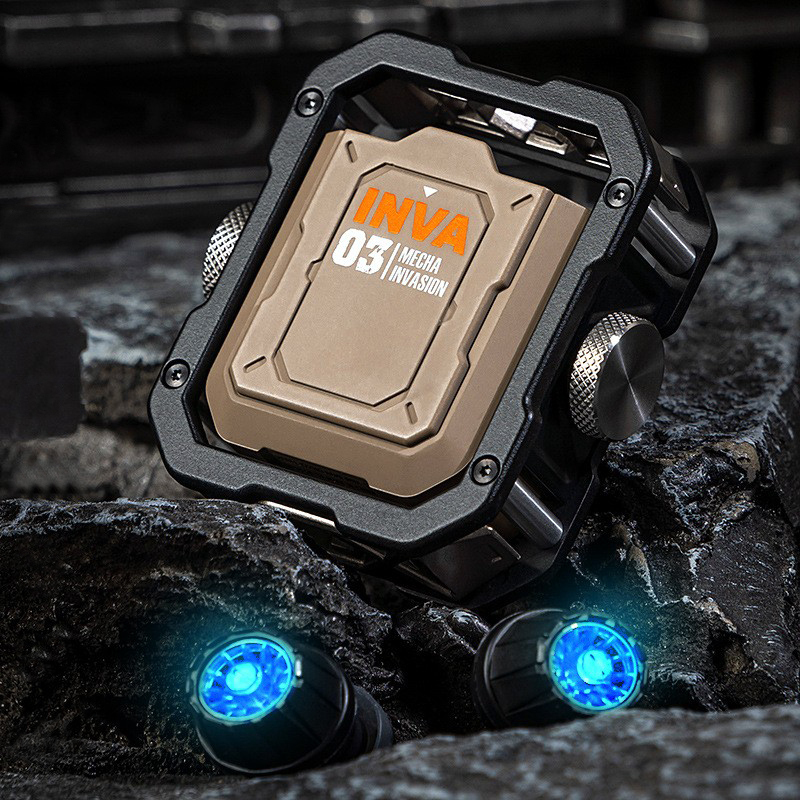 Legújabb fülhallgató RoboRugg S3: Bluetooth fülhallgató automatikus zárással és nyílással, futurisztikus RGB világítással és kiváló Hi-Fi hangzással - goldmetal