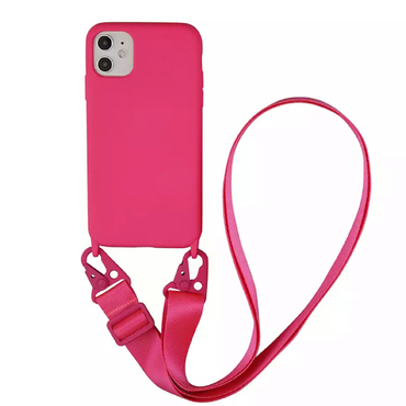 Szilikon tok "Strapy" szalaggal hordozáshoz iPhone 11 Pro Max készülékekhez - pink
