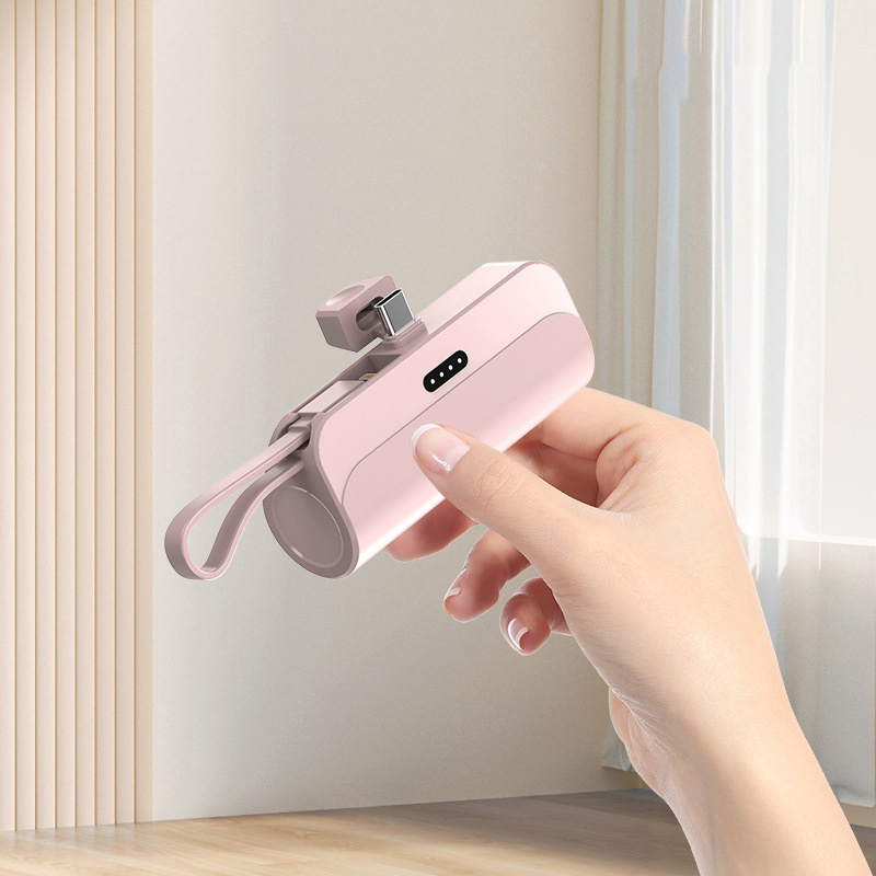Power Bank PastelMix Pro: Trendi pót akksi rúzs méretben, két csatlakozóval és kiváló 5000 mAh kapacitással - USB-C + Lightning - pastel rose