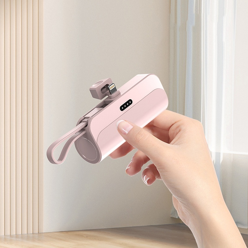 Power Bank PastelMix Pro: Trendi pót akksi rúzs méretben, két csatlakozóval és kiváló 5000 mAh kapacitással - Lightning + USB-C - pastel rose