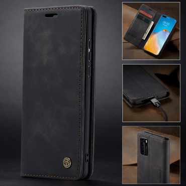 Nyitható tok CaseMe MagFlip kiváló védelemmel és automatikus mágneses zárással Huawei P40 készülékekhez - smooth black