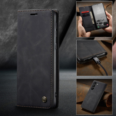 Nyitható tok CaseMe MagFlip kiváló védelemmel és automatikus mágneses zárással Samsung Galaxy S23 készülékekhez - smooth black