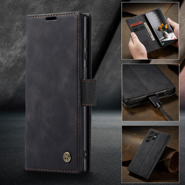 Nyitható tok CaseMe MagFlip kiváló védelemmel és automatikus mágneses zárással Samsung Galaxy S23 Ultra készülékekhez - smooth black