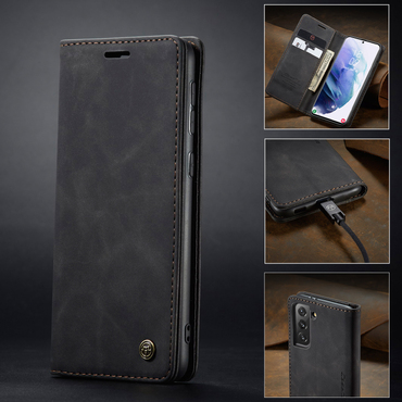 Nyitható tok CaseMe MagFlip kiváló védelemmel és automatikus mágneses zárással Samsung Galaxy S21 készülékekhez - smooth black