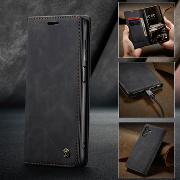 Nyitható tok CaseMe MagFlip kiváló védelemmel és automatikus mágneses zárással Samsung Galaxy A14 5G készülékekhez - smooth black Nyitható tok CaseMe MagFlip kiváló védelemmel és automatikus mágneses zárással Samsung Galaxy A14 5G készülékekhez - smooth black