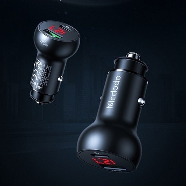 Turbo autós töltő PowerPit 5A PD 3.0 45W és QC gyors töltéssel - noir Turbo autós töltő PowerPit 5A PD 3.0 45W és QC gyors töltéssel - noir