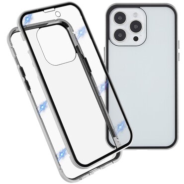 Mágneses Full-body tok "Stronghold" iPhone 15 Pro Max készülékekhez - ezüst