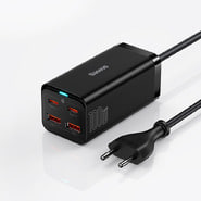 Fali töltő adapter Baseus "GAN3 Pro 100W" USB-A és USB-C kimenettel és mellékelt USB-C kábellel - fekete