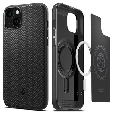 Tok Spigen "Mag Armor" mágnessel vezeték nélküli töltésre iPhone 15 Plus készülékekre - matte black