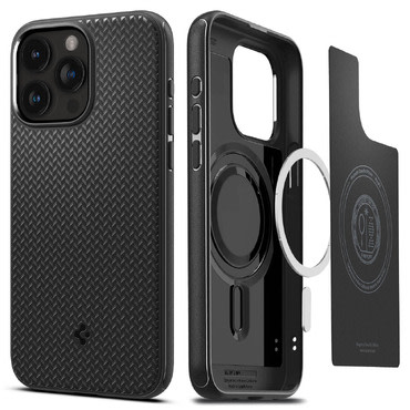 Tok Spigen "Mag Armor" mágnessel vezeték nélküli töltésre iPhone 15 Pro Max készülékekre - matte black