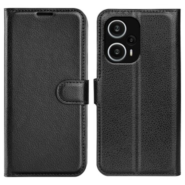 Nyitható tok "Litchi" Xiaomi Poco F5 készülékekhez - fekete