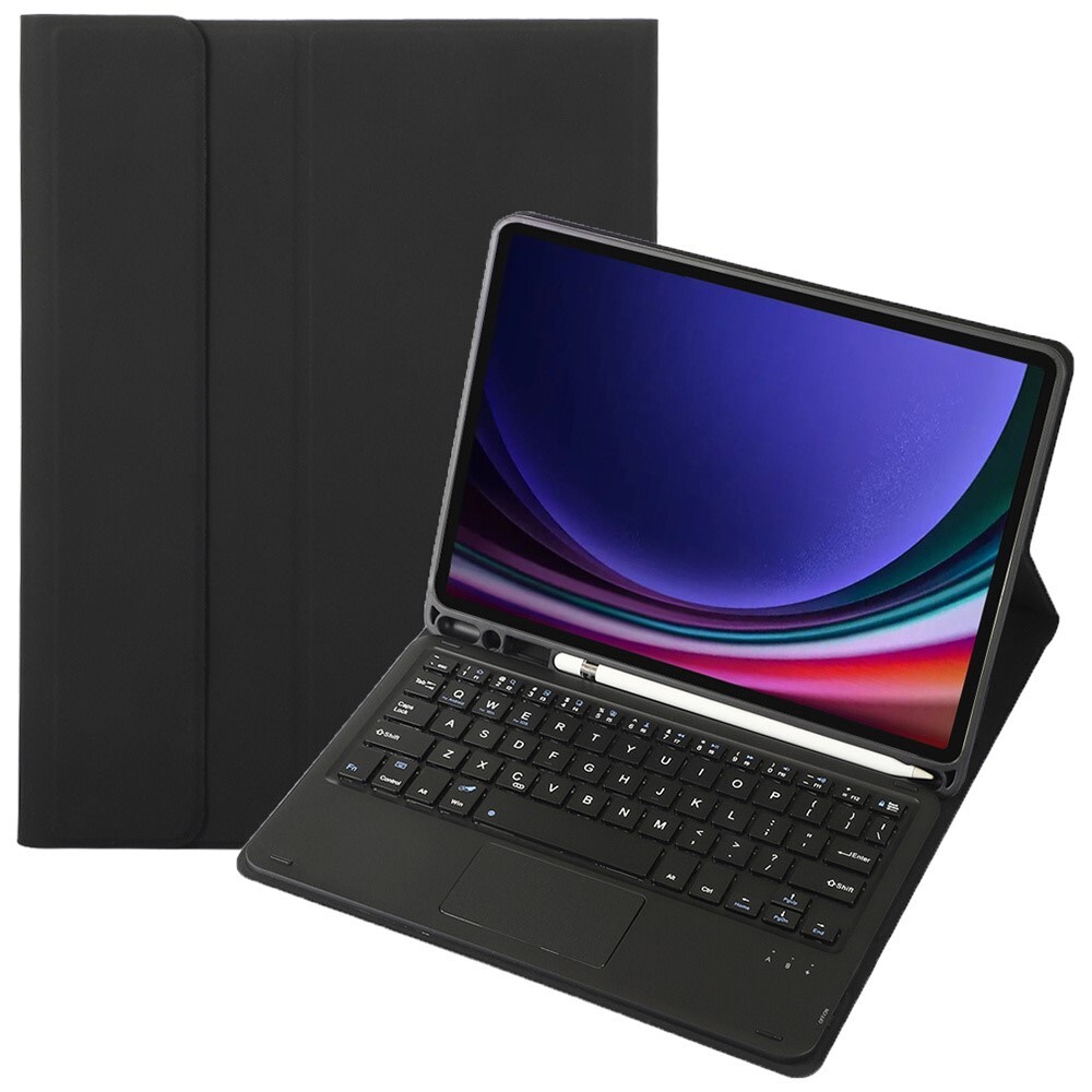 Irodai nyitható tok Bluetooth billentyűzettel Samsung Galaxy Tab S9 / Tab S9 FE / Tab S10 FE készülékekhez - fekete