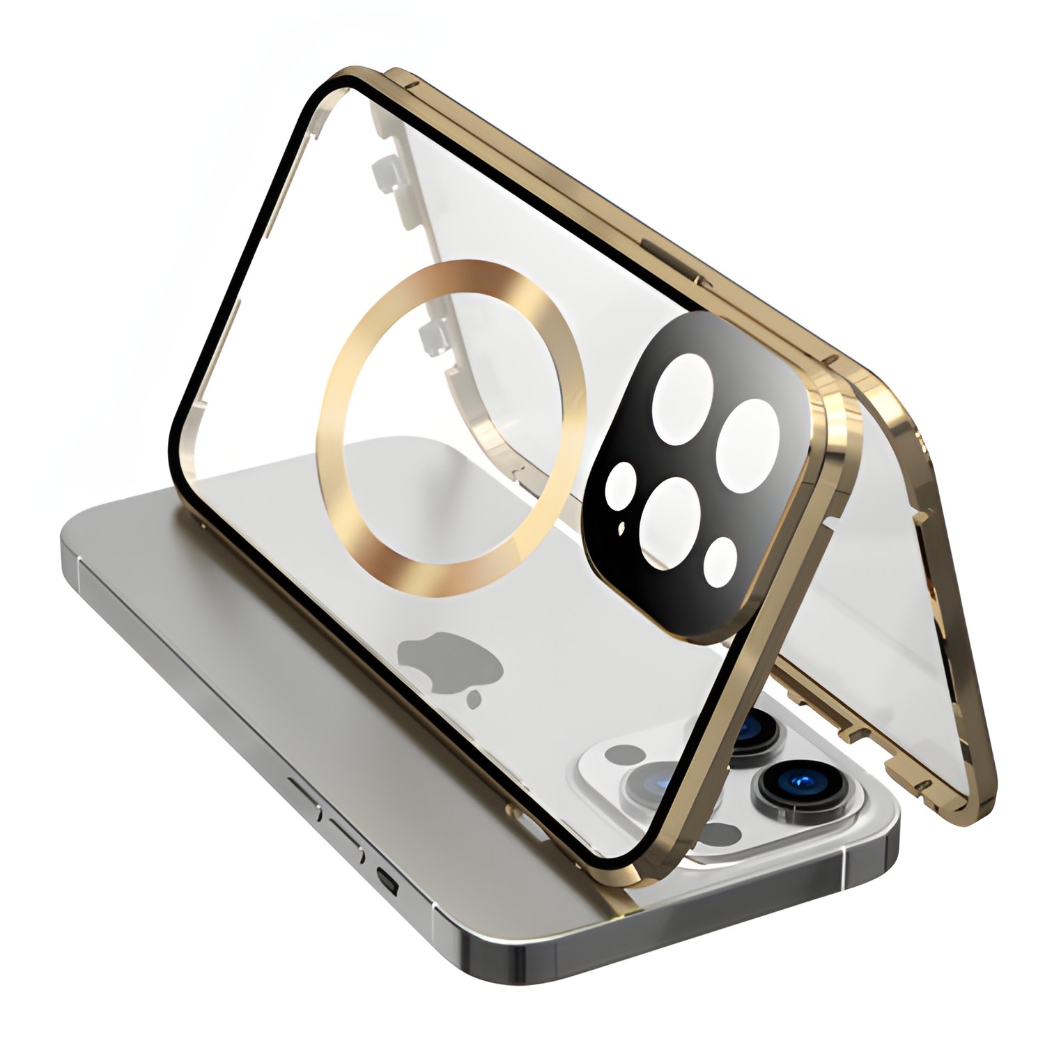 Mágneses Full-Body tok üveggel "Stronghold MagLock" iPhone 14 készülékekhez - titanium gold