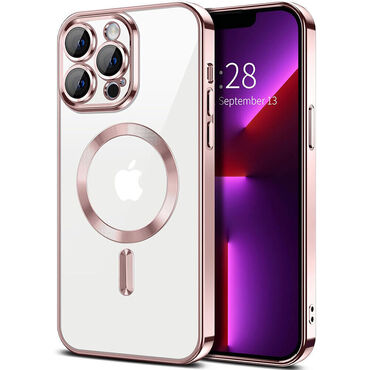 Hibrid tok MagShield hátsó kamera védelemmel és 2 MagSafe mágnessel iPhone 14 Pro Max készülékekhez - metallic rose gold