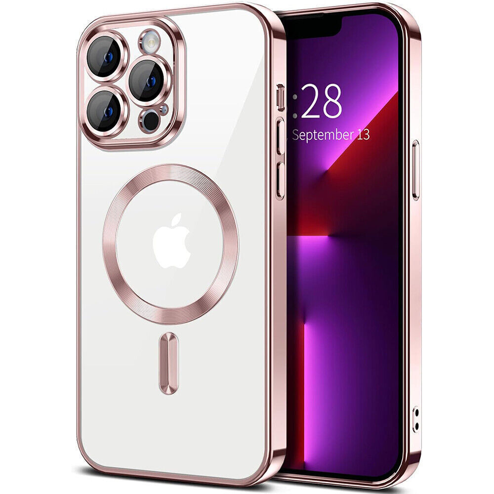 Hibrid tok MagShield hátsó kamera védelemmel és 2 MagSafe mágnessel iPhone 13 Mini készülékekhez - metallic rose gold