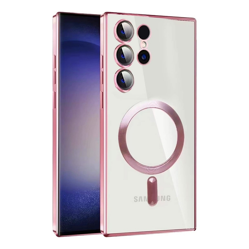 Hibrid tok MagShield hátsó kamera védelemmel és 2 MagSafe mágnessel Samsung Galaxy S21 készülékekhez - metallic rose gold