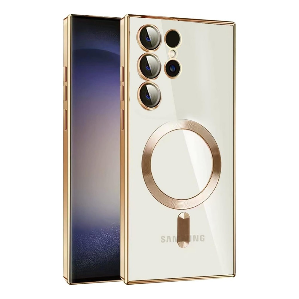 Hibrid tok MagShield hátsó kamera védelemmel és 2 MagSafe mágnessel Samsung Galaxy S21 készülékekhez - metallic gold