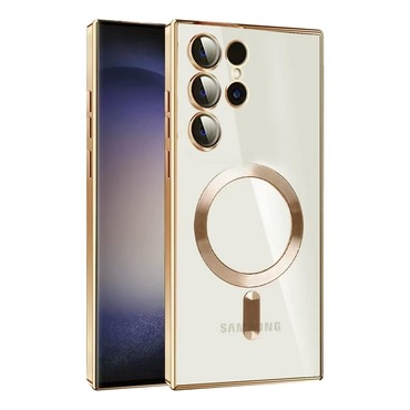 Hibrid tok MagShield hátsó kamera védelemmel és 2 MagSafe mágnessel Samsung Galaxy S21 FE készülékekhez - metallic gold