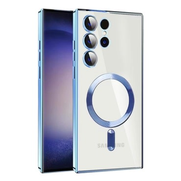 Hibrid tok MagShield hátsó kamera védelemmel és 2 MagSafe mágnessel Samsung Galaxy S21 FE készülékekhez - metallic blue