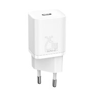 Fali töltő adapter Baseus Super Si 1C USB-C kimenettel és 25W gyorstöltéssel - fehér Fali töltő adapter Baseus Super Si 1C USB-C kimenettel és 25W gyorstöltéssel - fehér