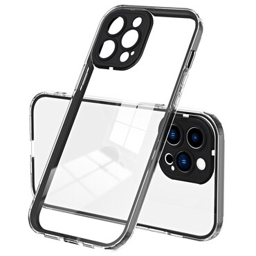 Hibrid tok beépített kamera védelemmel "Crystal Bumper" iPhone 13 Pro Max készülékekhez - metallic black