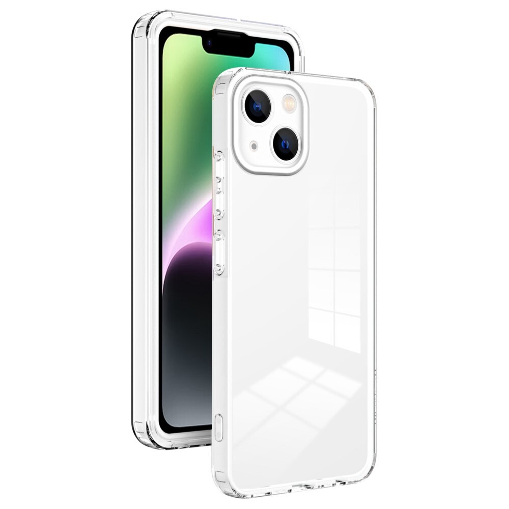 Hibrid tok beépített kamera védelemmel "Crystal Bumper" iPhone 14 készülékekhez - metallic white