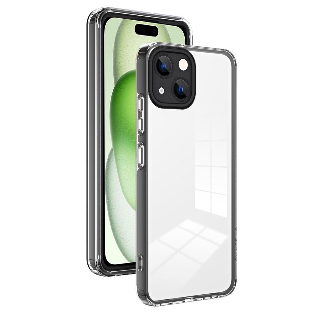 Hibrid tok beépített kamera védelemmel "Crystal Bumper" iPhone 15 készülékekhez - metallic black