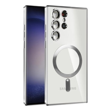 Hibrid tok MagShield hátsó kamera védelemmel és 2 MagSafe mágnessel Samsung Galaxy S24 készülékekhez - metallic silver