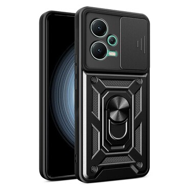 Strapabíró tok "MaX-Armor" gyűrűvel, fém lappal és hátsó kamera védelemmel Xiaomi Redmi Note 12 5G / Poco X5 5G készülékekhez - army black