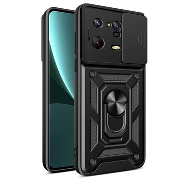 Strapabíró tok "MaX-Armor" gyűrűvel, fém lappal és hátsó kamera védelemmel Xiaomi 13 Pro készülékekhez - army black