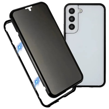 Mágneses Full-body tok "Stronghold Dark" sötétített privacy üveggel Samsung Galaxy S23 Plus készülékekhez - fekete